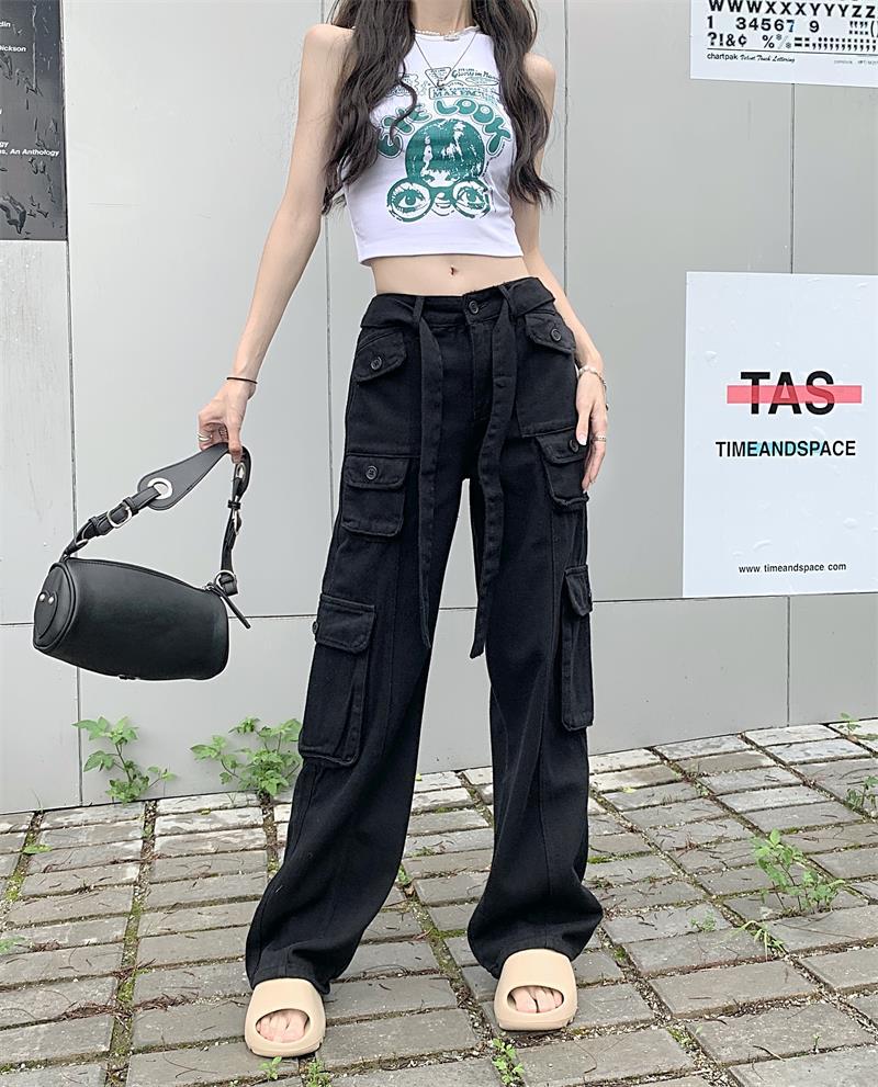 Quần túi hộp cargo pants chất liệu Kaki lưng cao ống rộng phong cách hiphop cá tính Jengiang