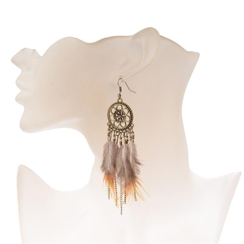 [HCM]Khuyên tai lông vũ hình dreamcatcher - phong cách boho