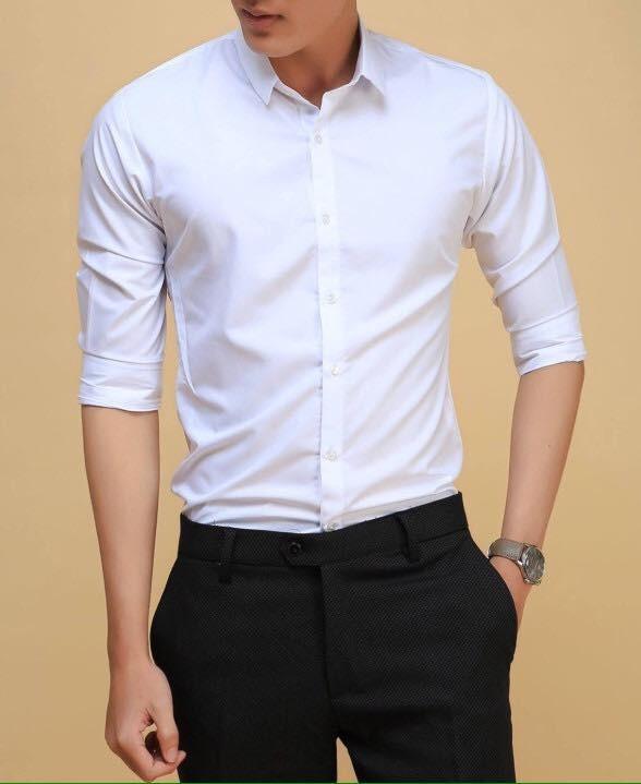 Áo sơ mi nam ( Trắng cúc trắng dài tay ) thương hiệu đẳng cấp