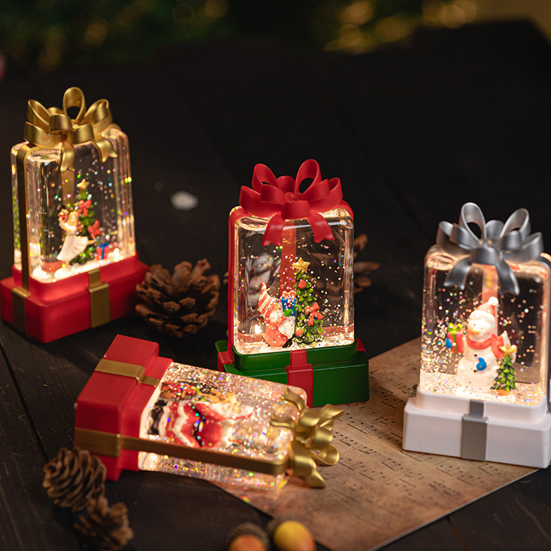 Đèn cây thông đặt bàn, đèn hộp quà trang trí, đồ quà tặng dịp Noel