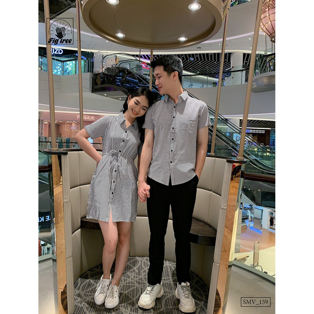 Sơ mi váy gia đình sọc đứng mã 159 FIG TREE