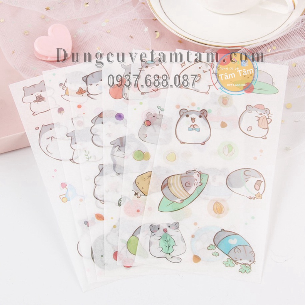 Set 6 tấm sticker giấy washi 16 x 8 cuộc sống hàng ngày nhiều mẫu