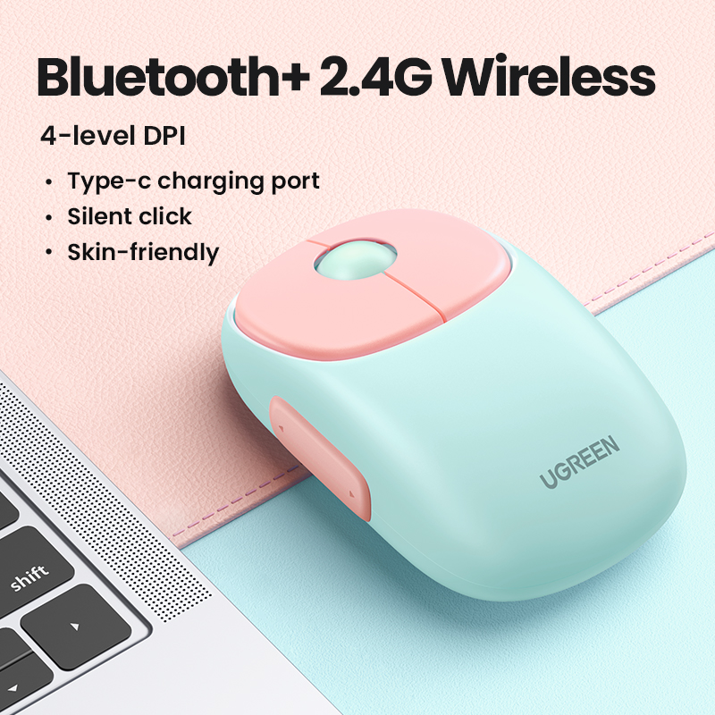 Top★ugreen mu102 wireless mouse silent computer mouse with usb receiver mouse, 4000 dpi small flat portable mice for pc, laptop, computer, chromebook, macbook model:90538 927