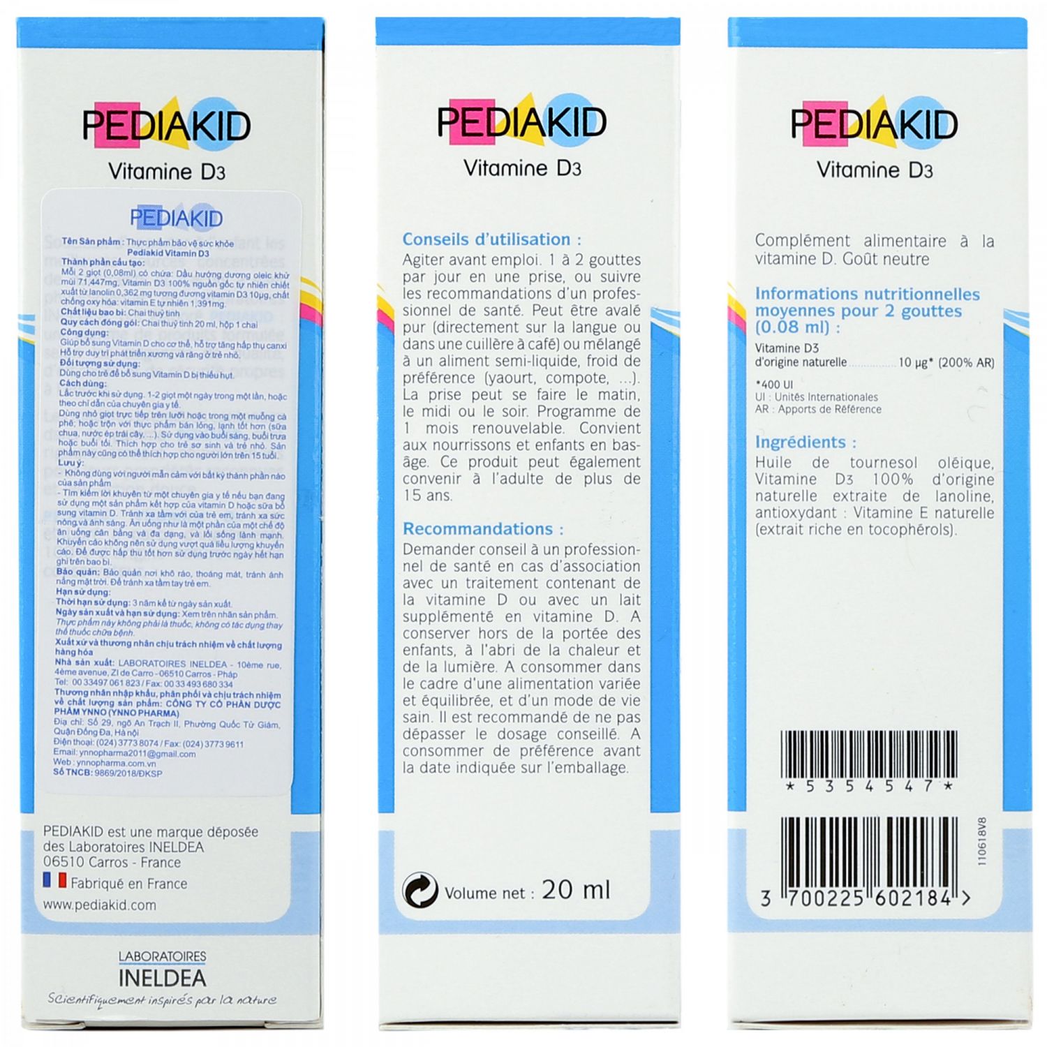 Pediakid Vitamin D3 Cho Trẻ Sơ Sinh Lọ 20ml