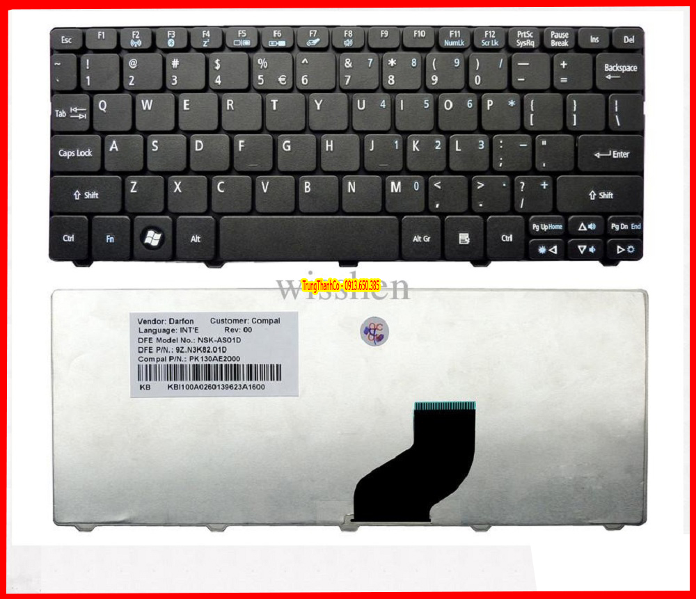 Bàn Phím Laptop Acer D255 Đen
