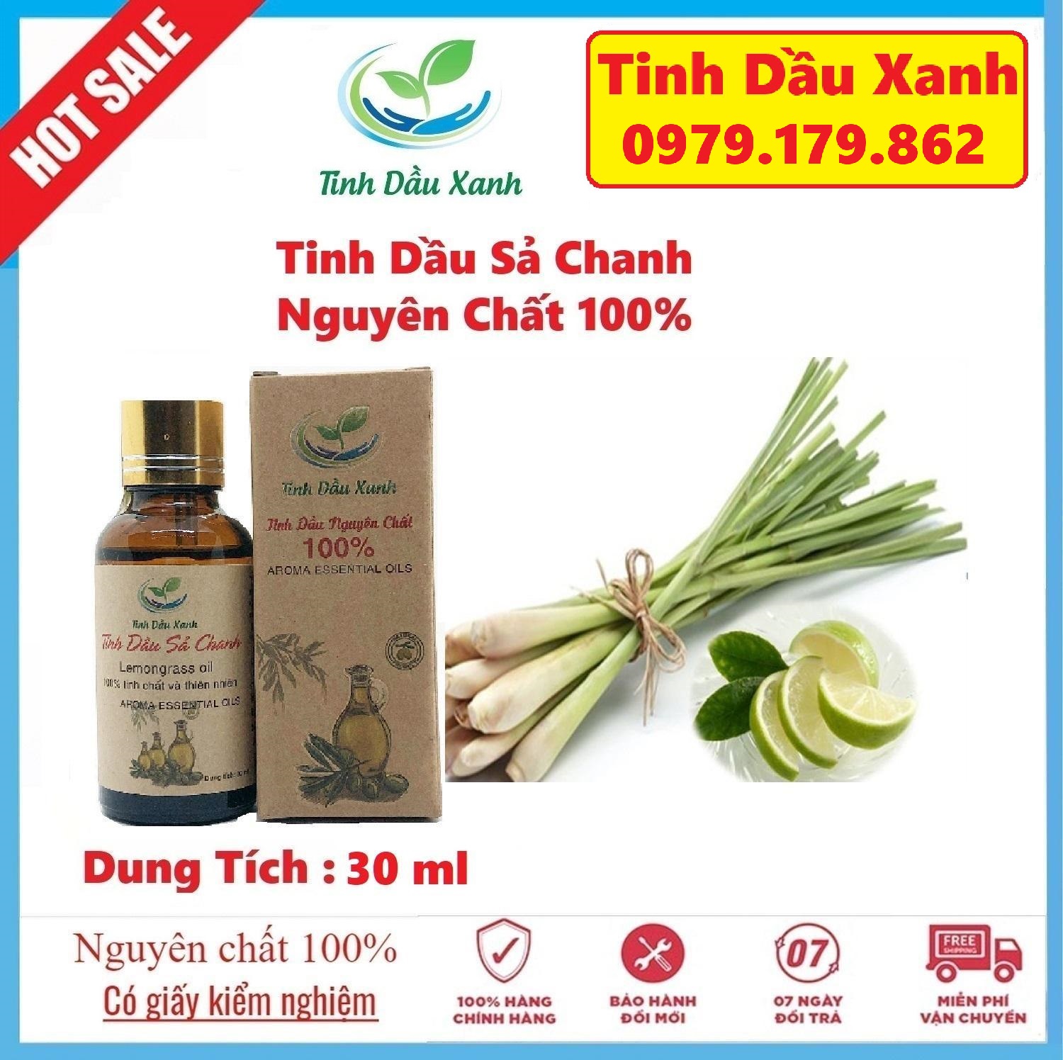 Tinh Dầu Sả Chanh Nguyên Chất 30ml