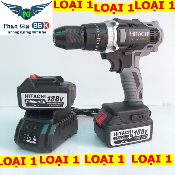 Máy khoan pin hitachi 188v, không chổi than