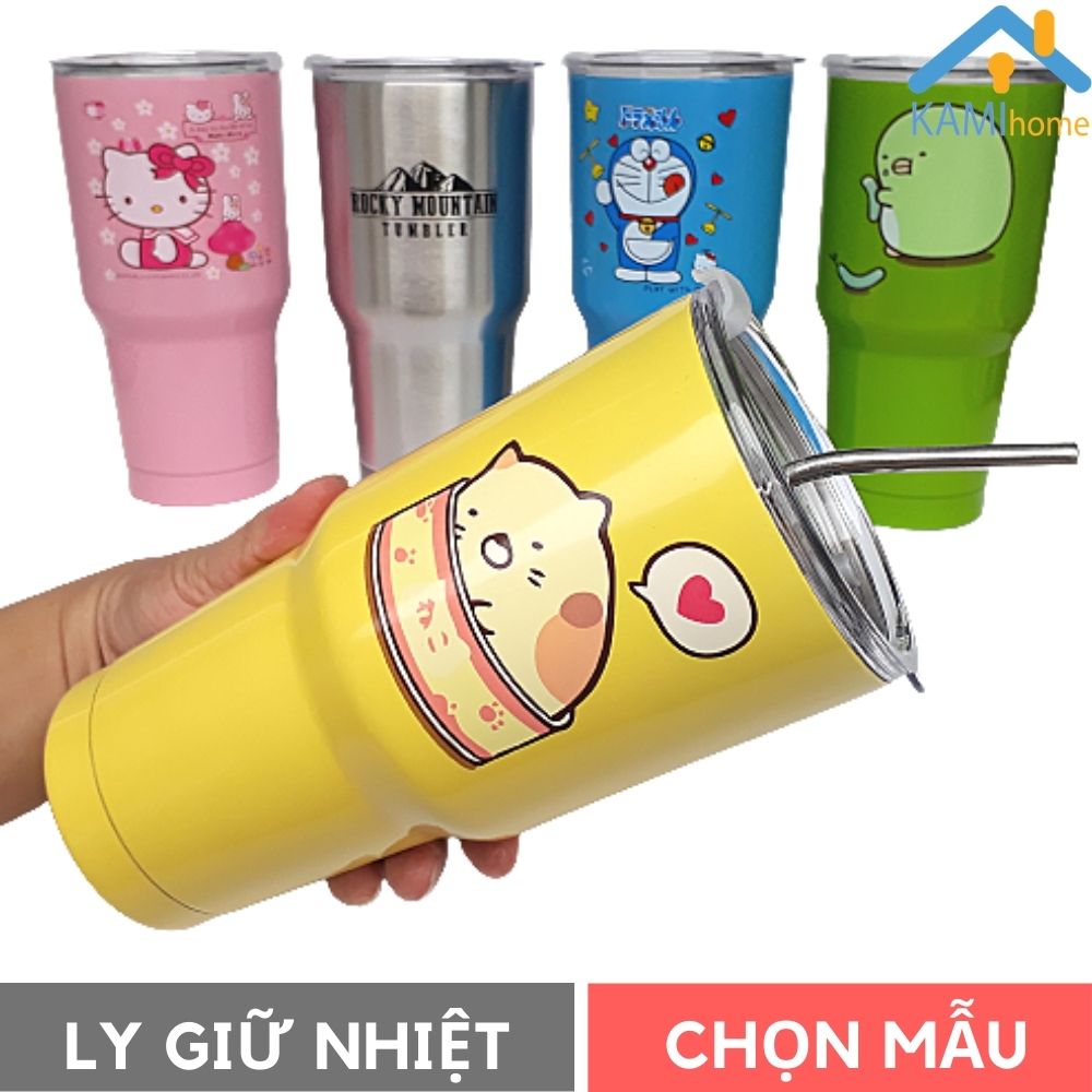 Ly giữ nhiệt Thái Lan inox 304 900ml Kèm bộ ống hút bình cốc uống nước cách nhiệt,