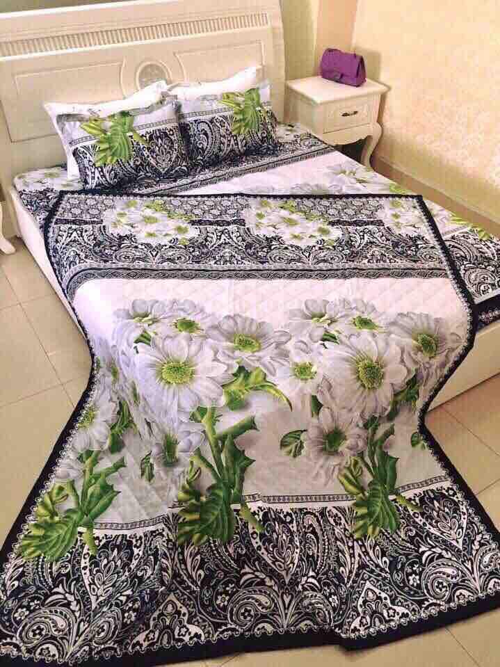 [DÀY VÀ ĐẸP] TRỌN BỘ CHĂN GA GỐI COMBO 5 MÓN ( 1 Drap + 2 Vỏ Gối Nằm + 1 Chăn Hè + 1 Vỏ Gối Ôm ) HOA CÚC 3D CỰC HOT