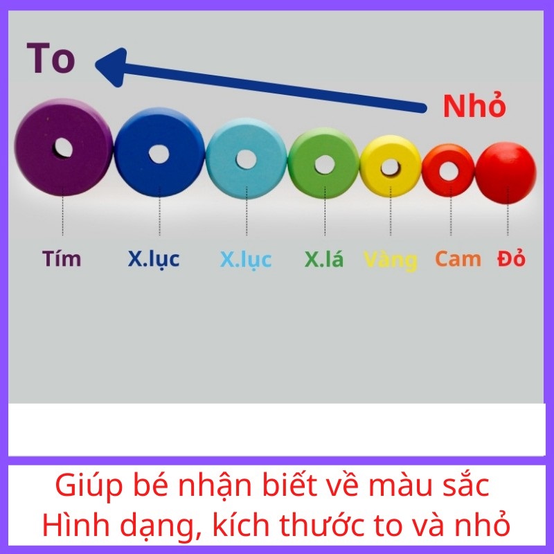 Đồ Chơi Xếp Tháp Cầu Vồng Bằng Gỗ Cho Bé (Đồ chơi Gỗ - Đồ chơi Giáo Dục - An toàn - Thông minh)