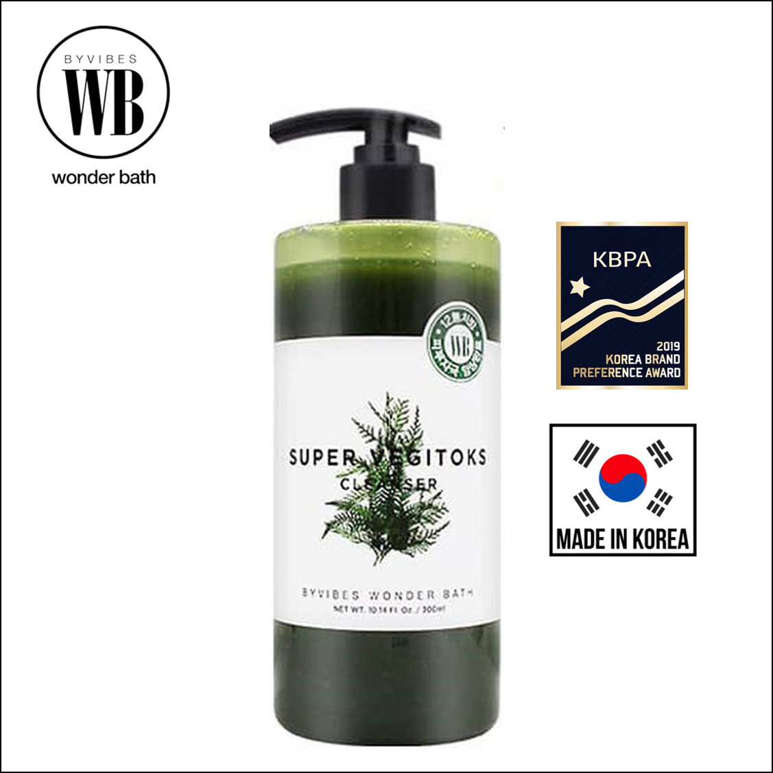 Sữa rửa mặt sủi bọt rau củ Wonder Bath Super Vegitoks Cleanser 300ml Hàn Quốc