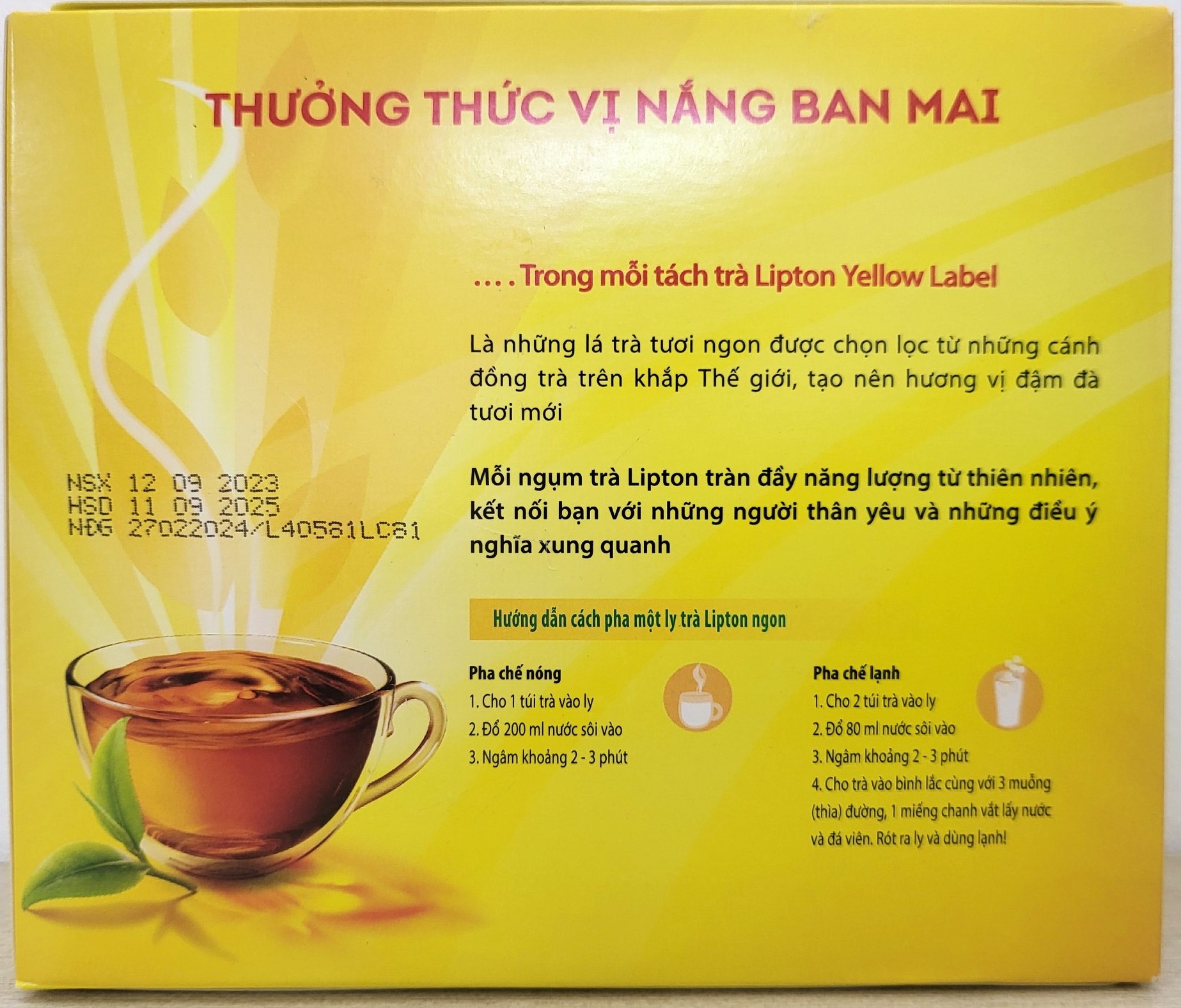 LIPTON (HỘP LỚN 200gr / 100 túi lọc) TRÀ ĐEN NHÃN VÀNG [Indonesia] LIPTON Yellow Label Tea Bags (HALAL)