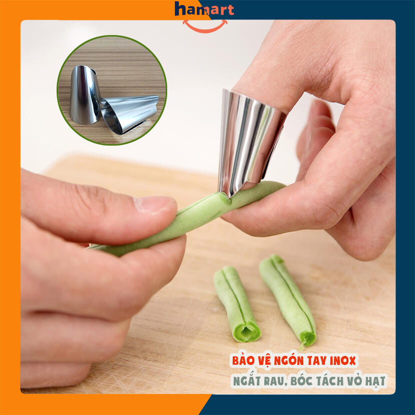 Dụng Cụ Tách Hạt Bọc Ngón Tay Inox Đa Dụng Hamart (Bóc rau củ quả, tách vỏ ngũ cốc, chống đứt tay...)