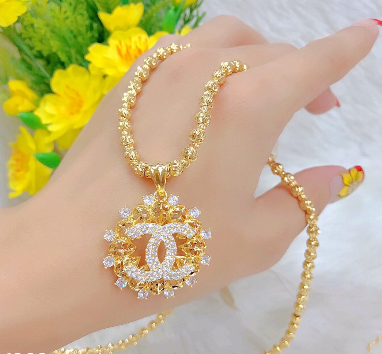 Dây Chuyền Nữ Mạ Vàng 18K Đính Đá 133.171020 - Bao hoàn tiền - Bao đổi trả trong 07 ngày nếu hàng kém chất lượng, sai hình - dây chuyền nữ đẹp , dây chuyền mạ vàng đẹp