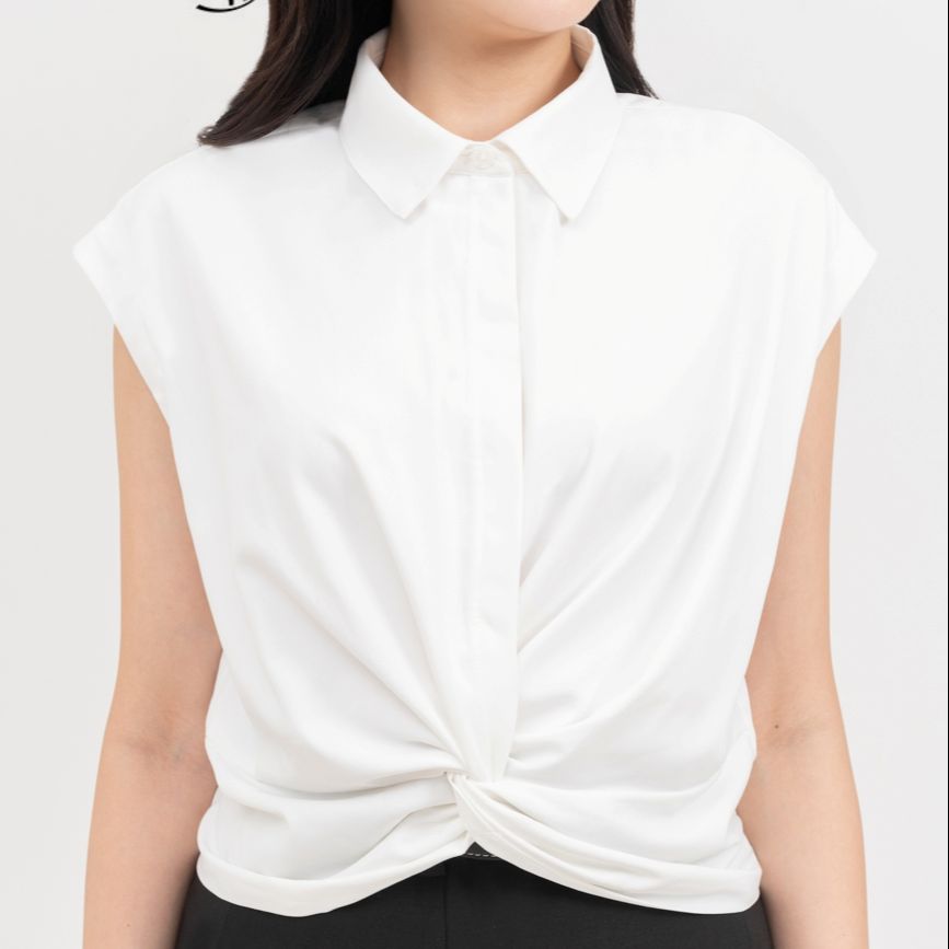 Áo sơ mi tay hến xoắn eo IVY moda MS 15M8657