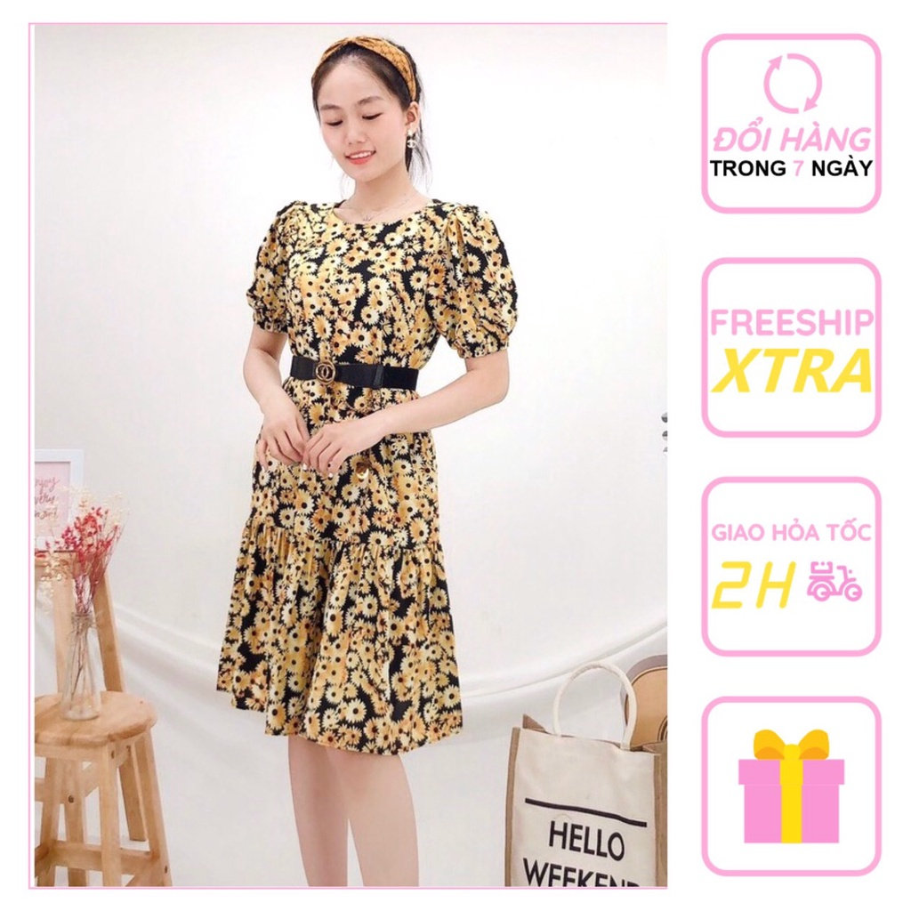 [ FreeShip ] [HCM]ĐẦM  SUÔNG LỤA THÁI HOA VINTAGE  FREESIZE DƯỚI 60KG