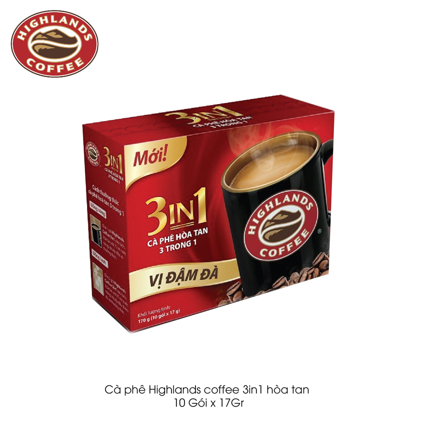 Cà phê sữa hòa tan 3in1 Highlands Coffee (10 gói x 17g)