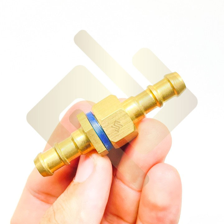 [RẮC CO NỐI ỐNG] Nối thẳng hai đầu đuôi chuột nối gắn cắm ống nhựa mềm PU có trục ren tháo lắp trong ngoài - Đồng thau