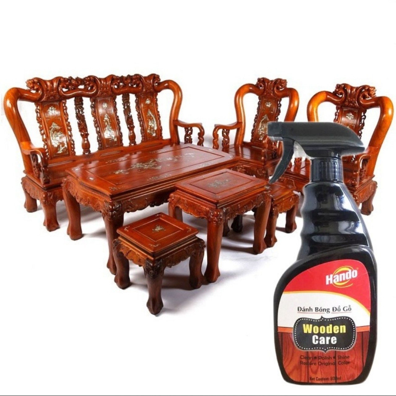 Xịt bảo dưỡng đánh bóng đồ gỗ Hando 600ml (mua tại ptptshop)