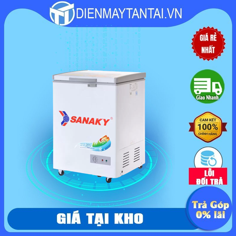 Vh-1599hy - tủ đông sanaky 100 lít sanaky vh 1599hy , dàn lạnh bằng đồng, môi chất lạnh r600a, bánh xe di chuyển