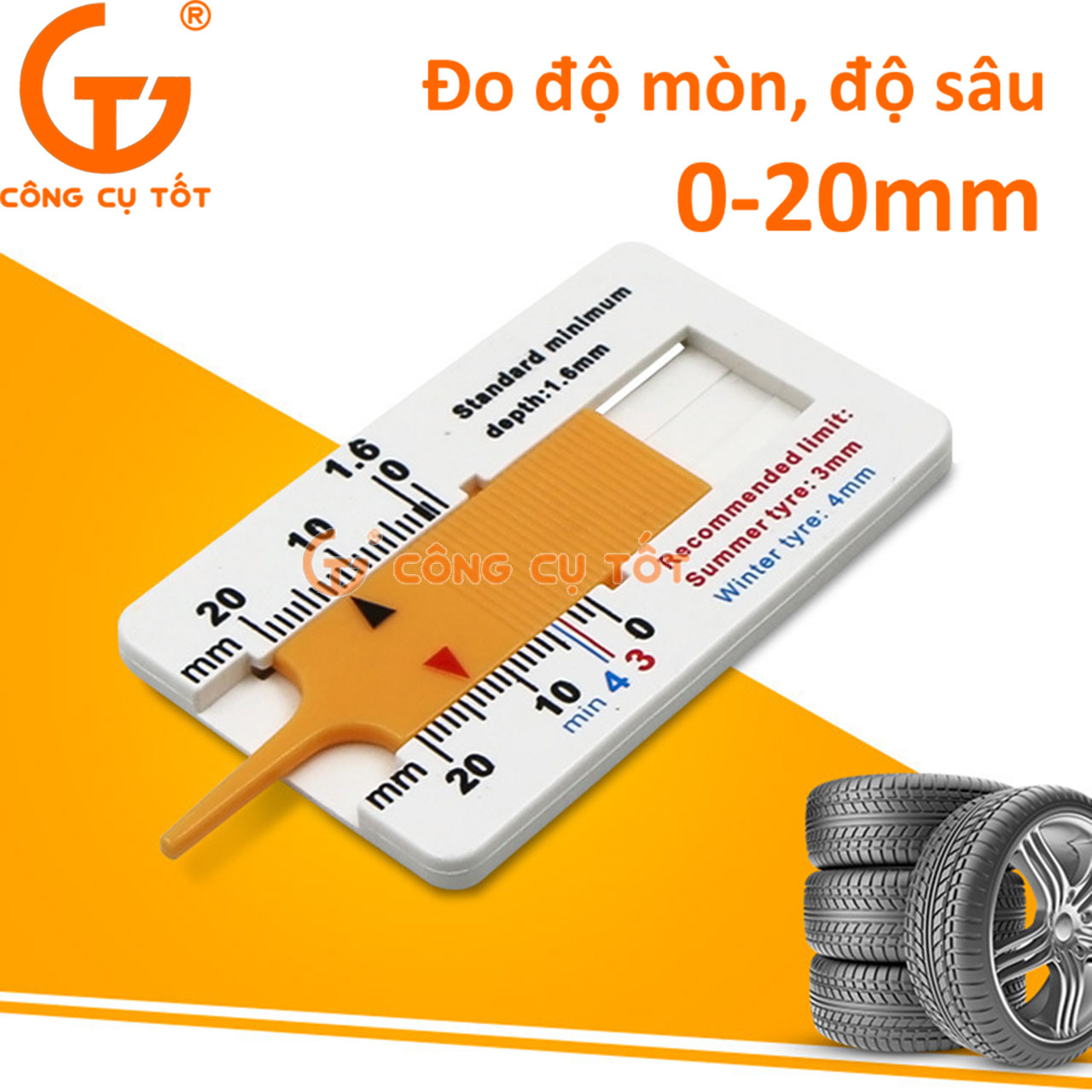 Thước đo độ mòn lốp xe, độ sâu rãnh lốp xe