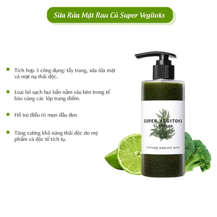 Sữa Rửa Mặt rau củ Super Vegitoks Cleanser 300ml_Quizz Cosmetics