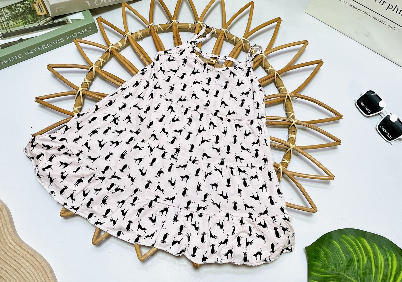 Váy minky mom mặc hè mát lạnh, váy hai dây cho bé, vải thun lạnh loại 1 size 13-27kg