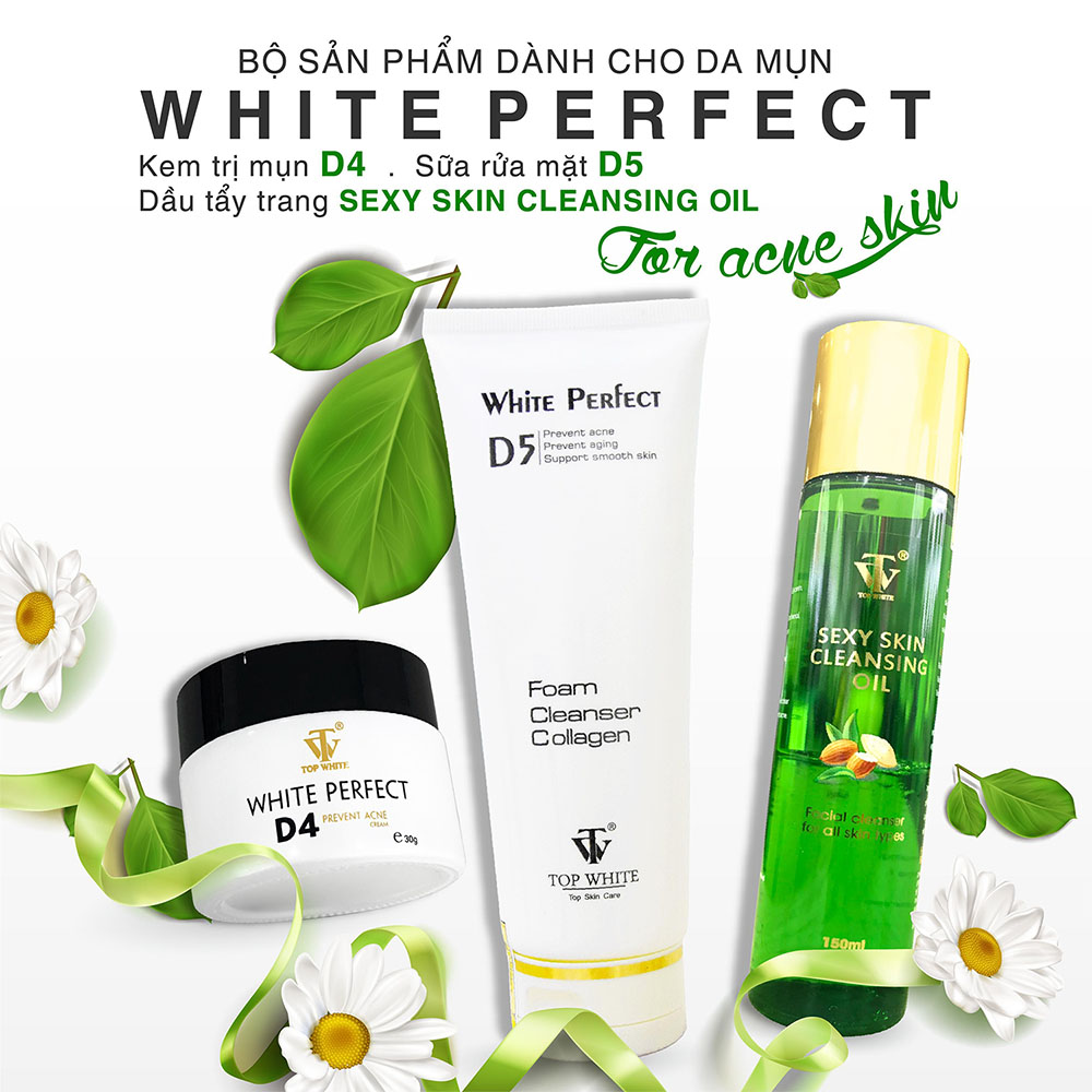 Kem Top White Perfect D4 ngăn mụn,làm mờ sẹo,thâm