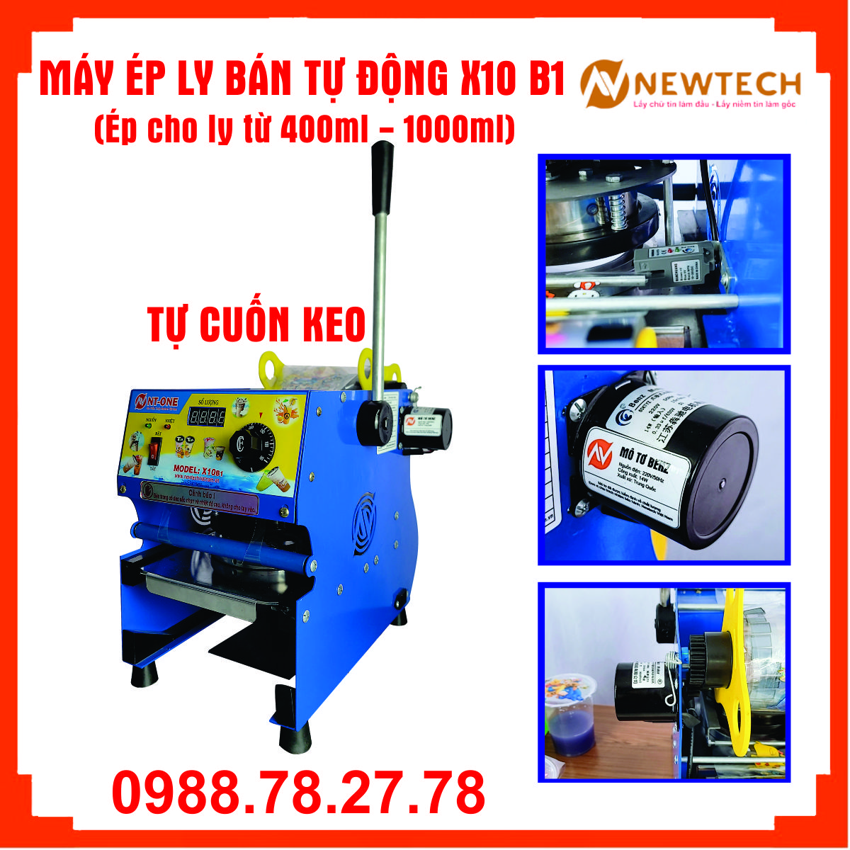 Máy ép ly bán tự động X10B1- Ép ly 400-1000ml