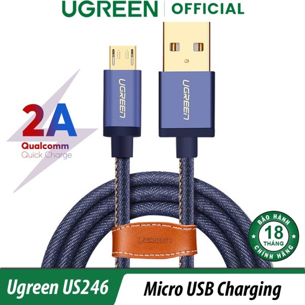 Cáp Sạc Và Truyền Dữ Liệu Micro USB Bện Jean Ugreen US246 Chính Hãng