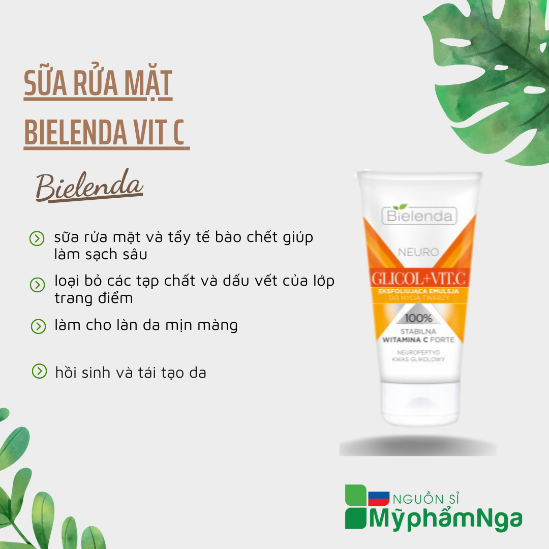 [HCM]Sữa rửa mặt Bielenda Vit C làm sạch trắng da