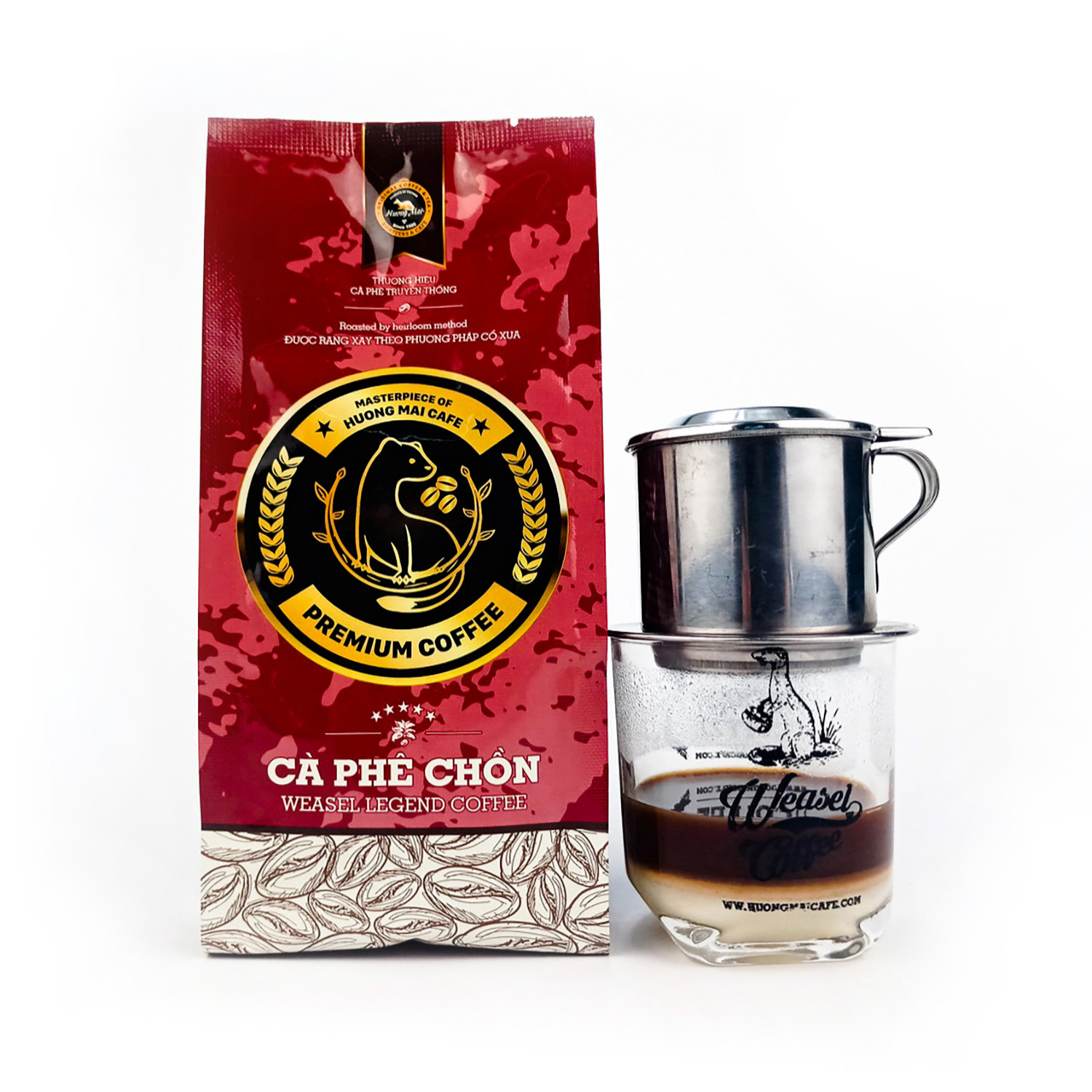 Cà phê chồn Arabica nguyên chất 100% thượng hạng Hương Mai Cafe Premium Weasel Legend Coffee - Cà phê pha phin không pha trộn, không hương liệu - Dạng bột 250g
