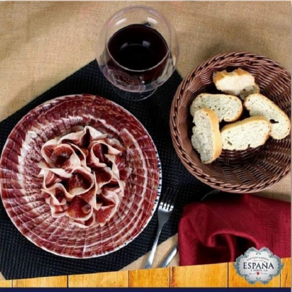 Đùi heo muối Espana Mini Jamon Curado Tây Ban Nha 1kg, heo trắng ủ muối 16 tháng xông khói, quà tết