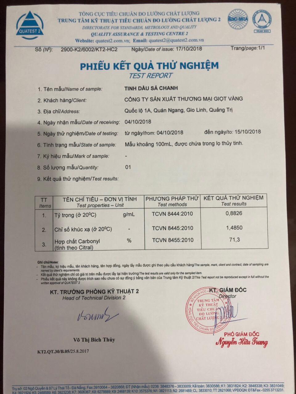 TINH DẦU SẢ CHANH 10ml