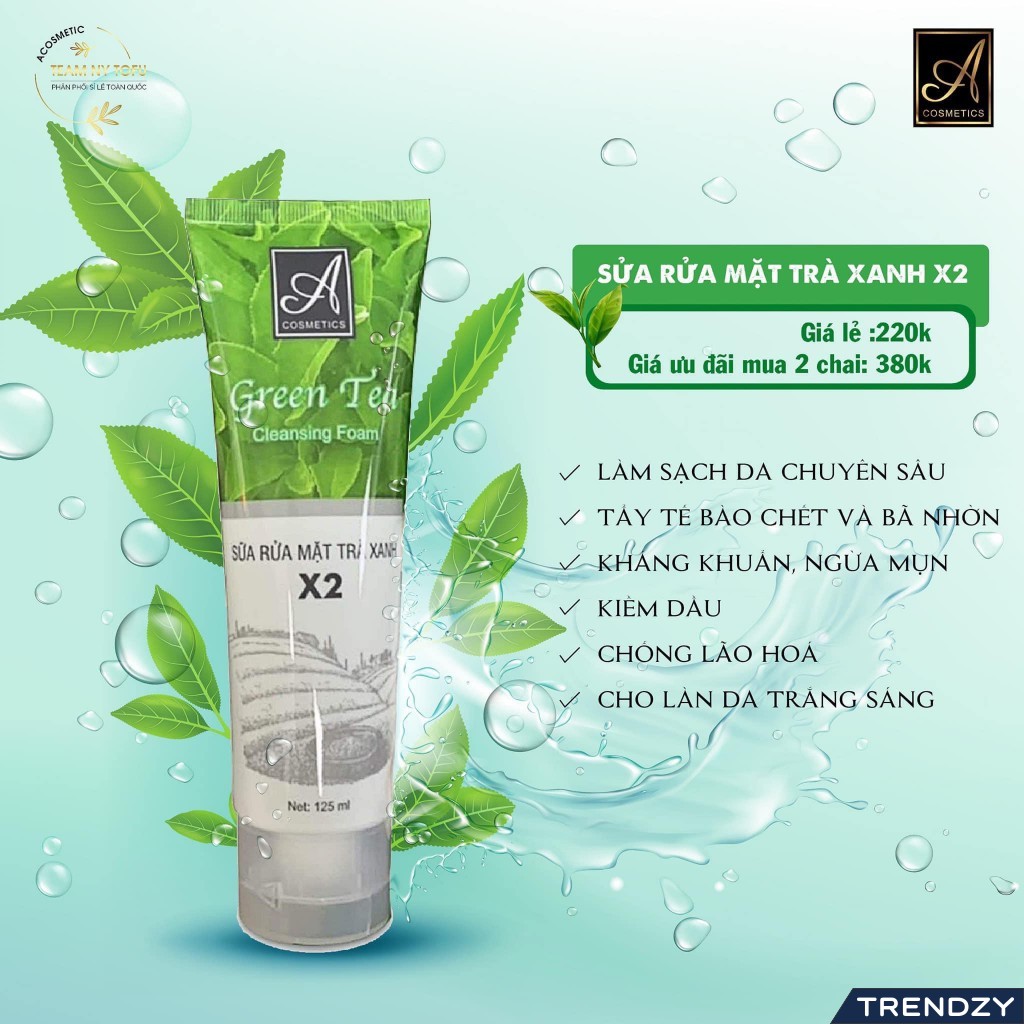 [GIÁ SỈ] sữa rửa mặt trà xanh x2 A cosmetics Phương Anh