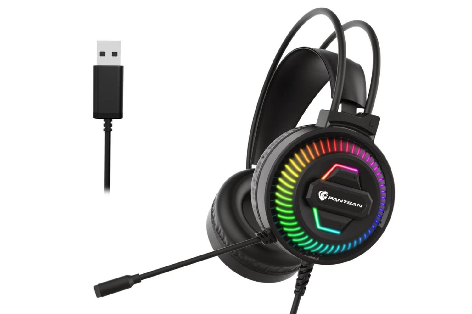 Tai nghe chụp tai có micro chuyên game pantsan psh-400 7.1 màu đen phiên bản mới led rgb cực ngầu