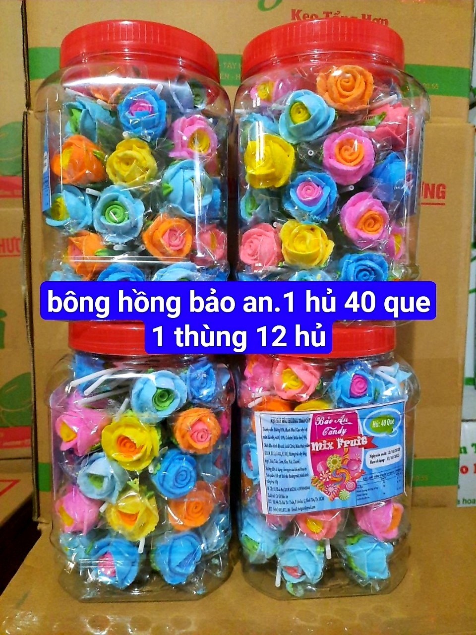 Kẹo que bông Hồng hủ 40 que