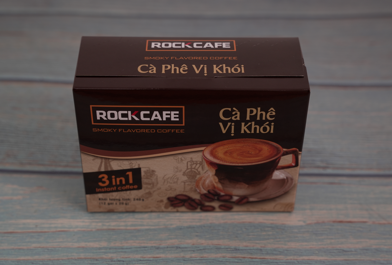 Rockcafe - Smoky Flavored Coffee - 3-in-1 Instant Coffee - Box of 12 Packs X 20Gr - Unique Flavor - Unbeatably Delicious