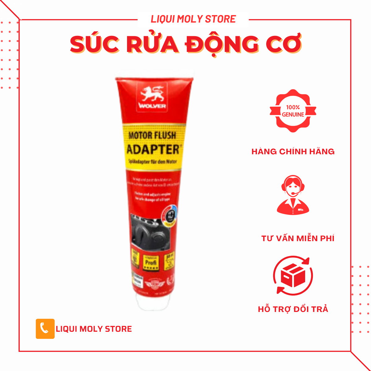 Súc động cơ Wolver Moto Flush Adapter 80ML