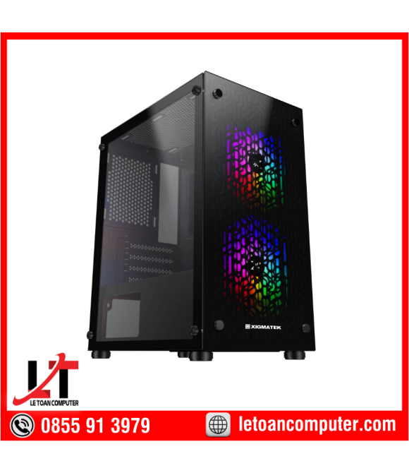 Vỏ case xigmatek nym 2f - m-atx, 2 side tempered glass