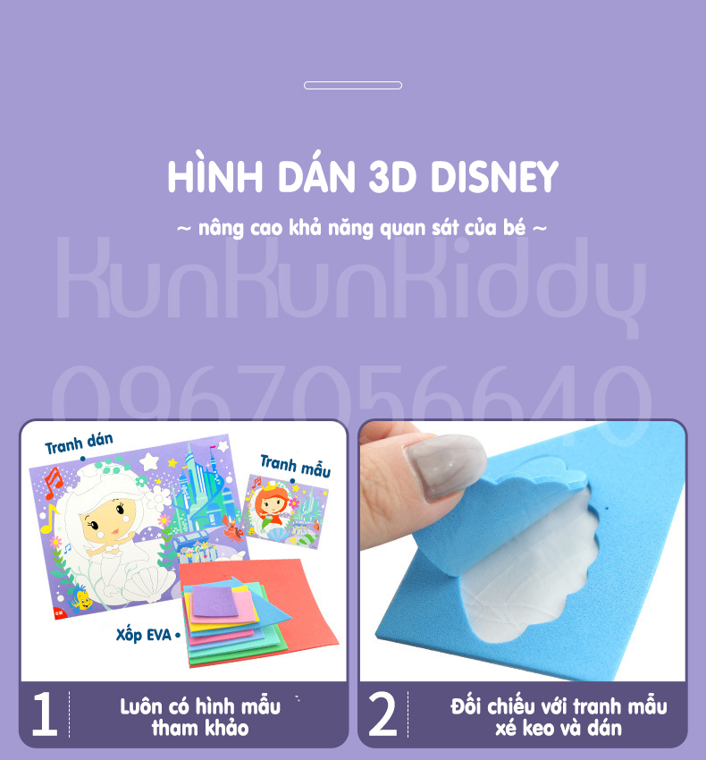 Tranh dán xốp 3D chủ đề hoạt hình cho bé