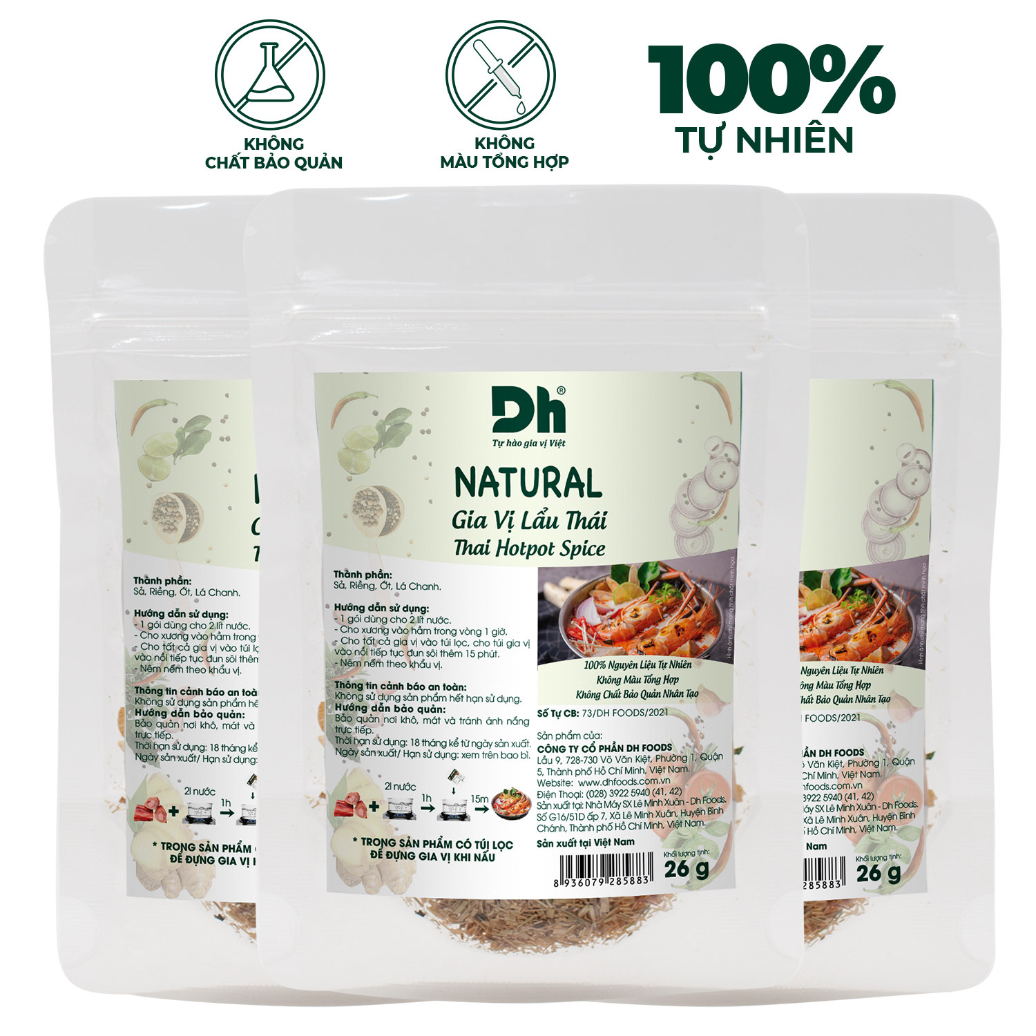 Combo 3 Natural Gia vị Lẩu Thái Dh Foods