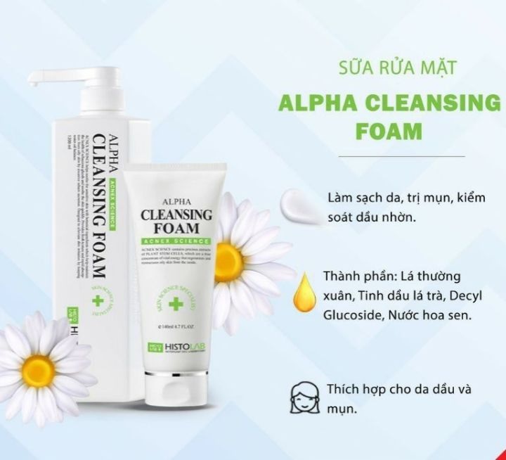 Alpha Cleansing Foam - Sữa rửa mặt cho da dầu, mụn