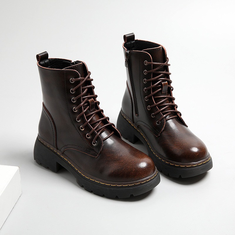 Combat boots (high ver) - Boots da bò nữ phong cách vintage, retro