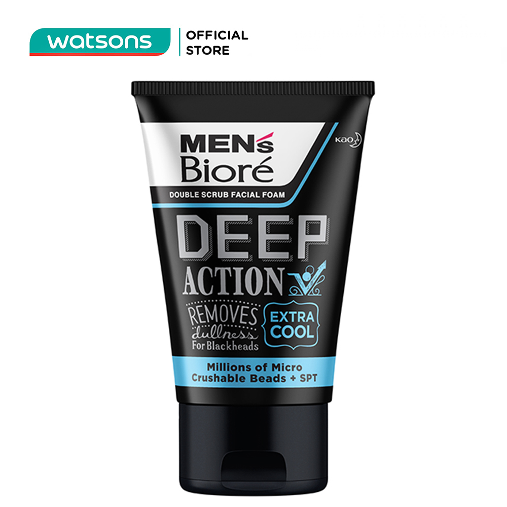 Sữa Rửa Mặt MEN's Bioré Foam Deep Action Extra Cool Mát Lạnh Sảng Khoái 100g