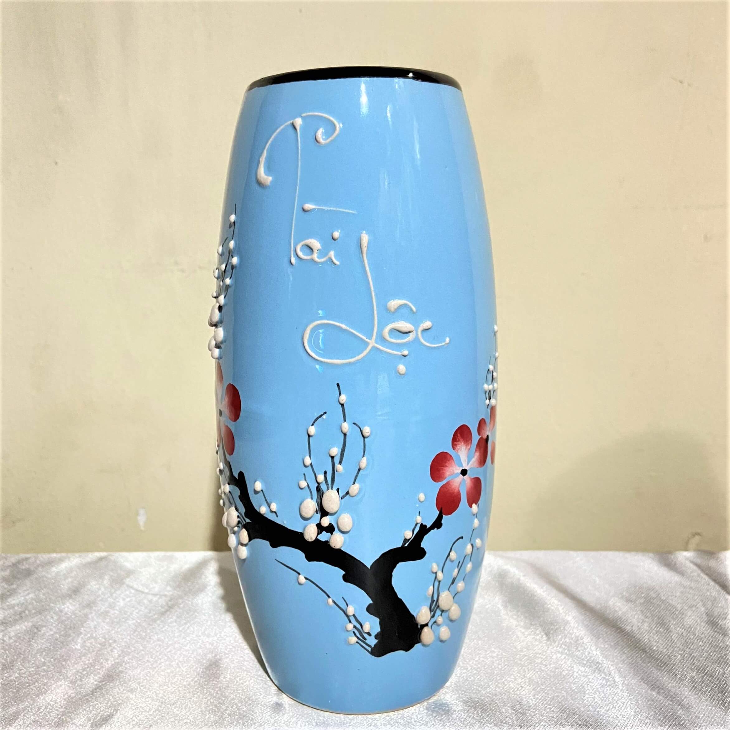 Bình bông sứ bát tràng cắm hoa tài lộc cao 19cm