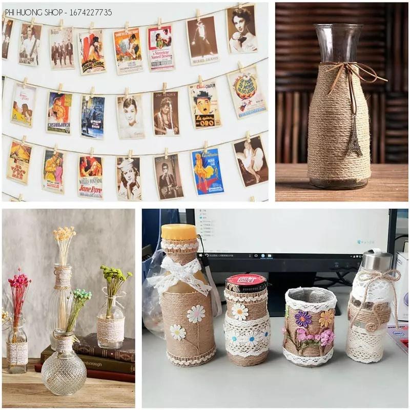 Cuộn 100m dây thừng gai, dây bố size 2mm trang trí decor handmade