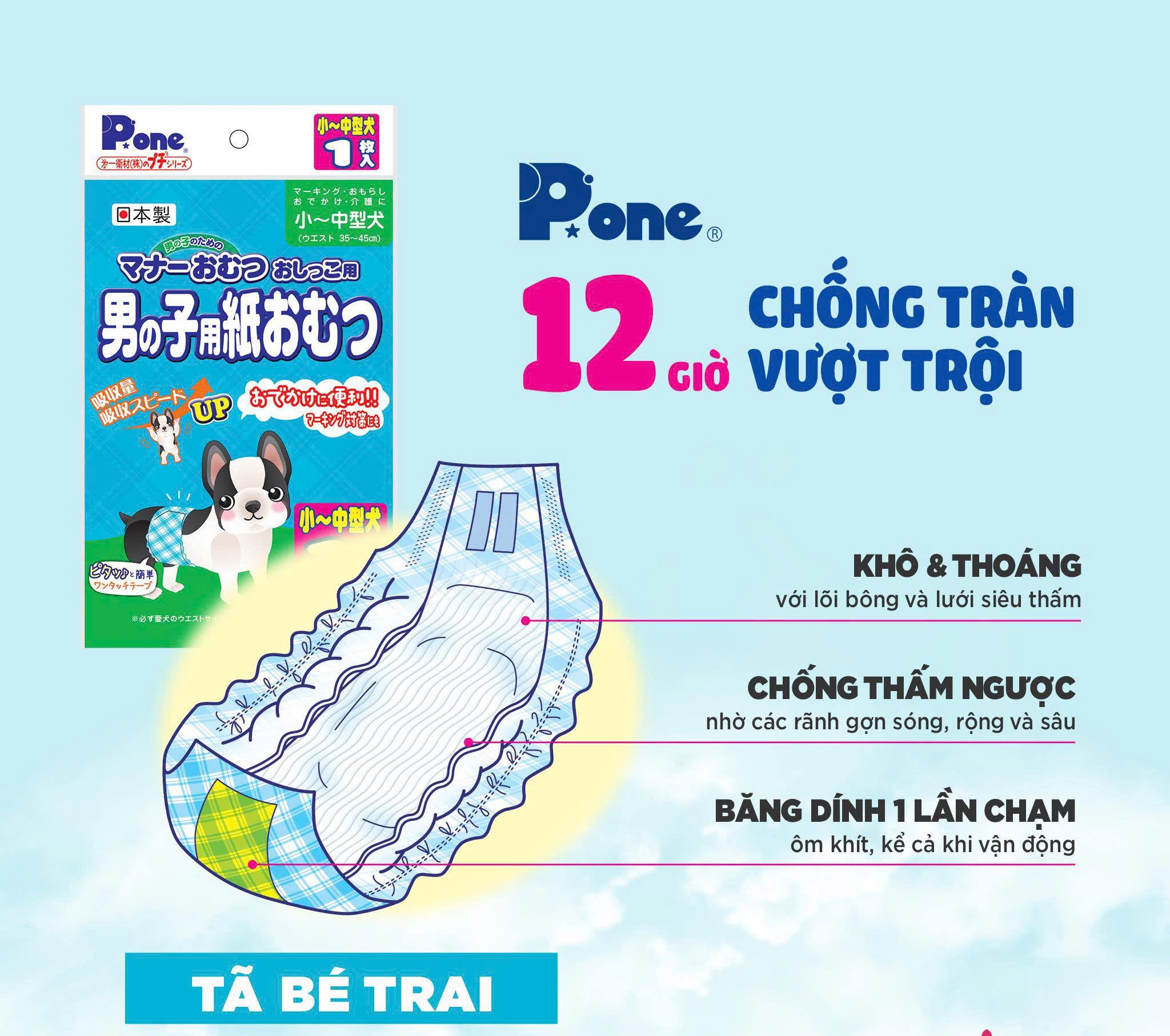 bỉm cho chó giống đực (bé trai) hãng P.one (bán lẻ từng miếng)