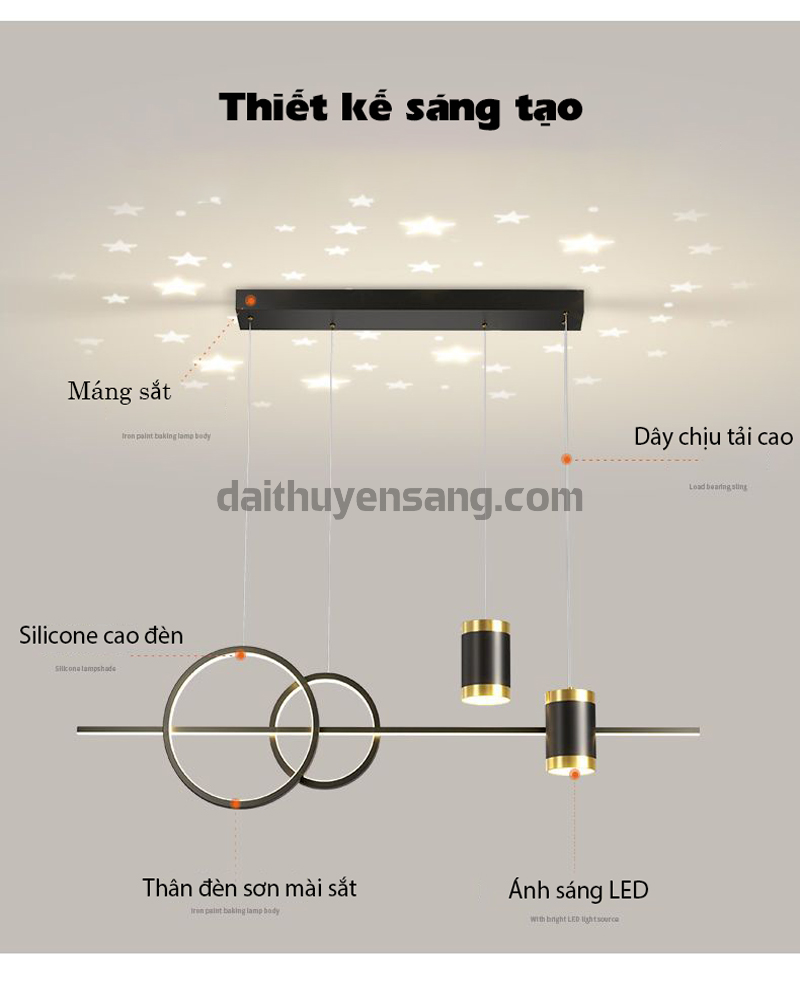 Đèn Led thả trần trang trí cao cấp 3 chế độ T1193