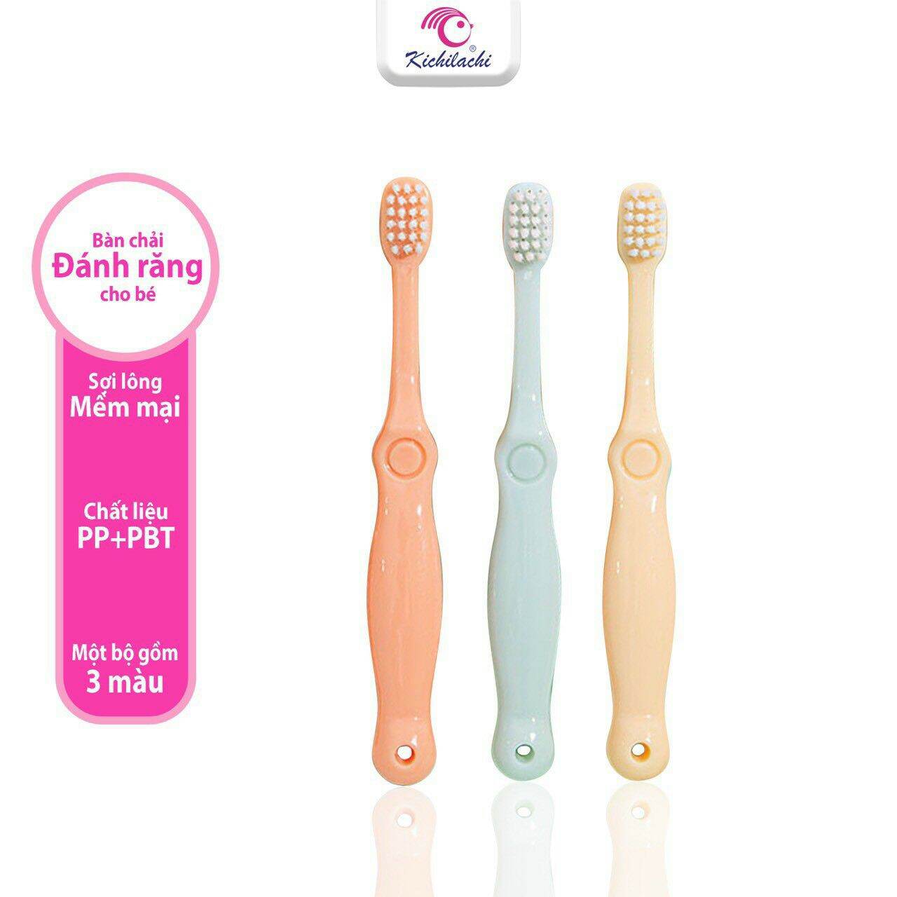 Set 3 Chiếc Bàn chải đánh răng mềm mại Kichilachi Kichi - An toàn cho bé KC K2530